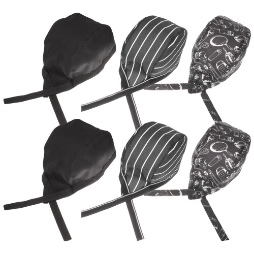 6Pcs Assorted Color Cotton Chef Hats Unisex Cooking Kitchen Caps