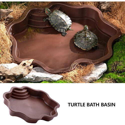 Reptiles Bathing Pool With Step - Large Marble White, Suitable For Turtles And Lizards 2