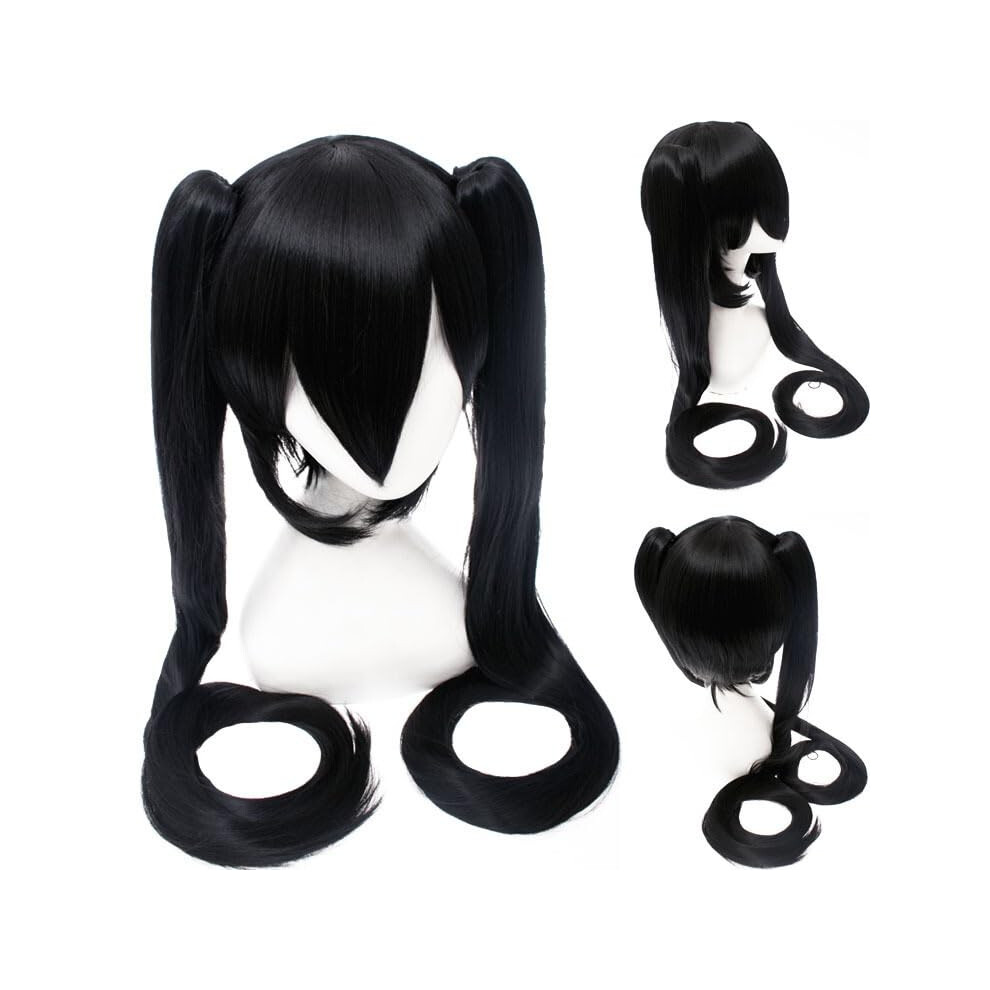 Long Straight Hair Wigs Cosplay Wigs With Simulated Scalp Rose Mesh Cap 47-Inch Black Heat-Resistant Fiber