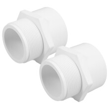 2Stück Weiße PVC Rohrverschraubungen NPT Außengewinde 60,3 mm