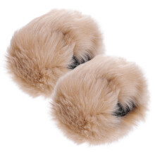 Wärmende Handgelenkstulpen Für Frauen, Flauschig, Khaki, 1 Paar