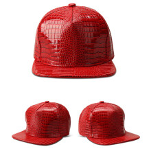 Unisex Baseballcap PU- Verstellbarer Snapback Rot