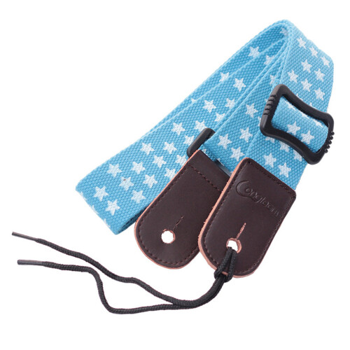 Sangle Ukulélé Coton Ciel Bleu Ajustable Tête En Cuir 2