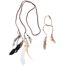 1 Set Bohemian Plume Stirnband Armband Indisches Kostümzubehör
