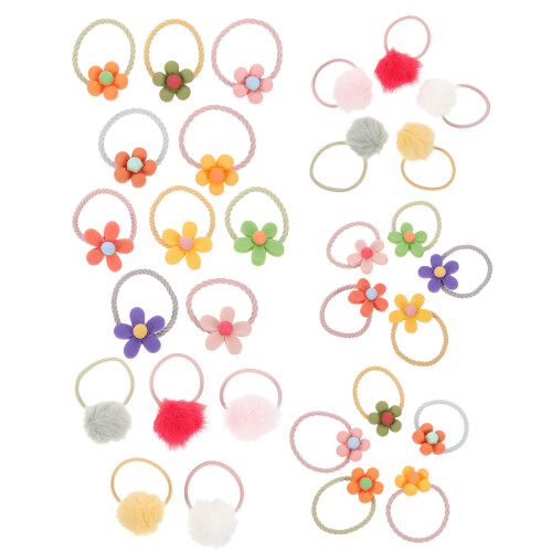 30Stk Haargummis PomPom Elastische Pferdeschwanz Halter Für