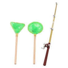 1 Set Anglermodell Mini Fangnetz Tischplatte Angelrute Mini