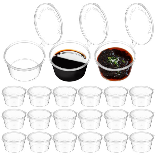 100 Stk Condiment Cups 2 Oz Mit Deckeln 2