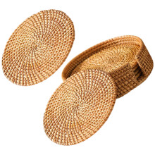 1 Set Untersetzer Aus Gewebtem Rattan Für Draußen Mit Halter