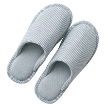 One Pair Cotton Linen Striped Non Slip Household Slippers