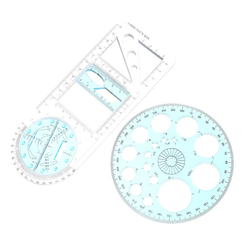 2Stk. Zeichenlineale Geometrische Schablone Messwerkzeug