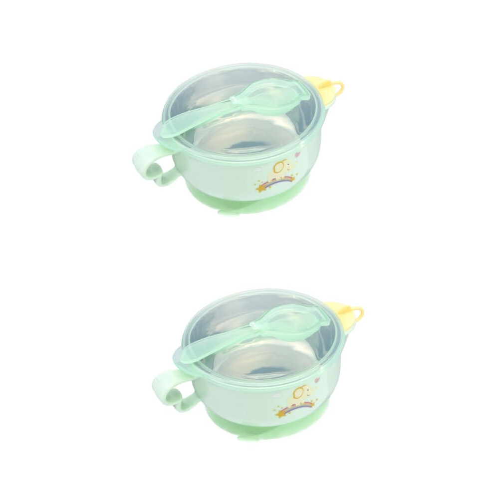 Suction Bowl Set With Suction Base For Self-Feeding With Spoons, 2 Sets, Highchair Compatible, Boy/Girl Colors