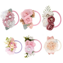 6 Elastische Haargummis Für Blumenmuster