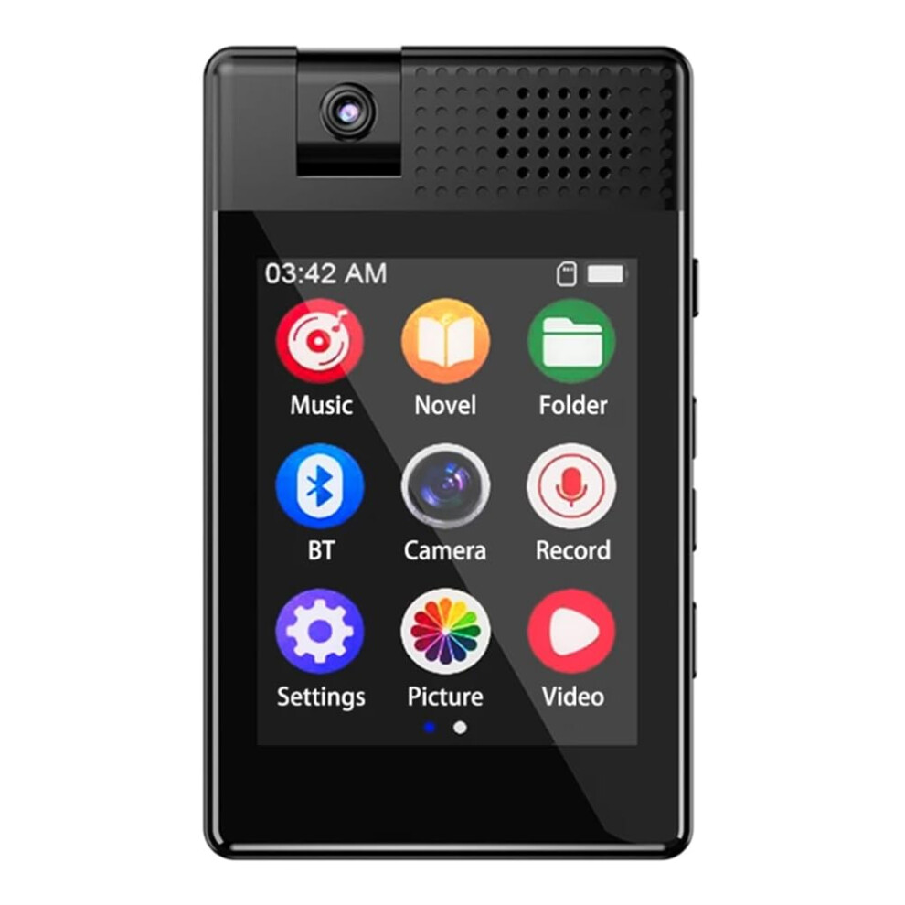 Bluetooth 5.3 Mp3 Student Music Player 2.8-Inch Touch Screen Mp5 Hifi Built-In Speaker Fm E-Book Pedometer Black 9393856324972