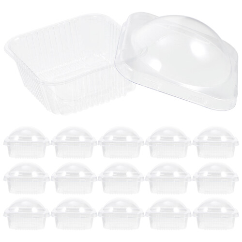 50Pcs Clear Plastic Boxes Dome Lid Dessert Packaging Holders