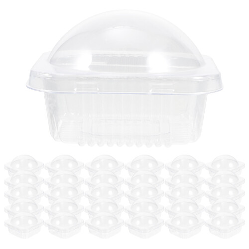 50Pcs Clear Plastic Boxes Dome Lid Dessert Packaging Holders 2