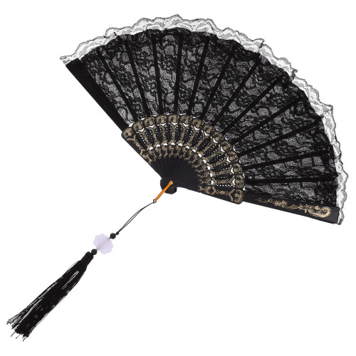 -Handfächer Klappfächer Mit Quaste Chinesischer Vintage- 2