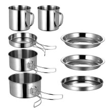 1 Set Outdoor Camping Kookgerei Draagbaar RVS Kookgerei Kit Met Tas