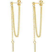 1Paar Gouden Bar Oorbellen Met Ketting Stijlvolle Vrouwen