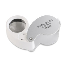 Faltlupe 40x 25mm Metall Mit LED-Beleuchtung