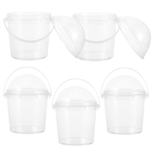 5Stk Kleiner Transparenter Eimer Mit Deckel 750Ml Lebensmittelecht