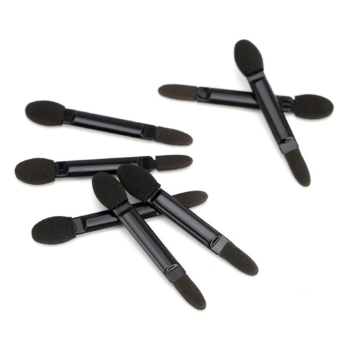50Stk Schwarze Doppelseitige -Lidschattenpinsel Mit Spitze