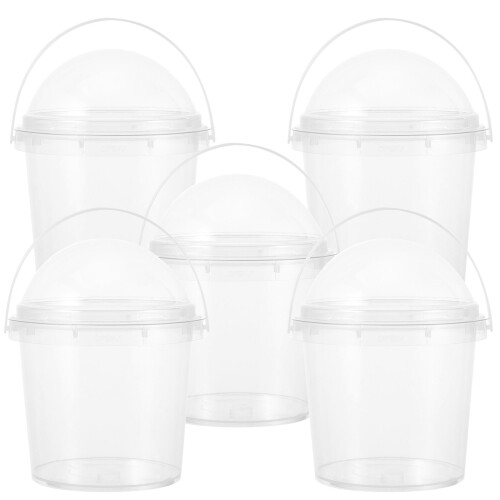 5Stk Kleiner Transparenter Eimer Mit Deckel 750Ml Lebensmittelecht 1