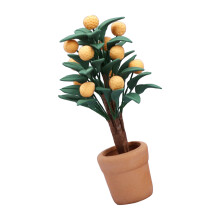 2Pcs Miniature Potted Plants Ceramic Resin Mini House Kumquat Decor