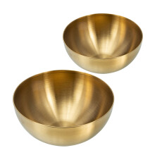 2Pcs Golden Stainless Steel Mixing Bowls For Fruit Cereal Snack
