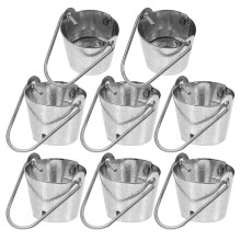 8Stk Miniature Dekorative Eimer Eisen Silber Für Hausmodelle