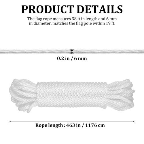 6Mm Durchmesser Nylonseil Für Flaggenmast Weiß 1