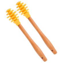 2Stk Honiglöffel Silikon Mit Holzgriff Für Gläser Tee Backen