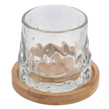 1 Set Whiskyglas Mit Holzunterlage Drehbarer Tumbler