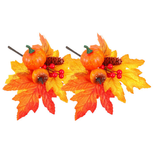 4 Einsteckbare Herbstdekorationen Ahornblatt Kürbis 1
