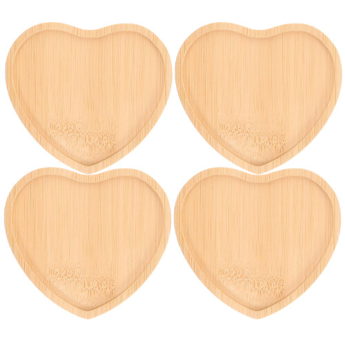 4Stk Wiederverwendbare Untersetzer Herzform Aus Holz Rustikaler 2