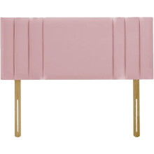 (Double Pink) 4ft 6inch Plush Velvet Padded Lined Headboard