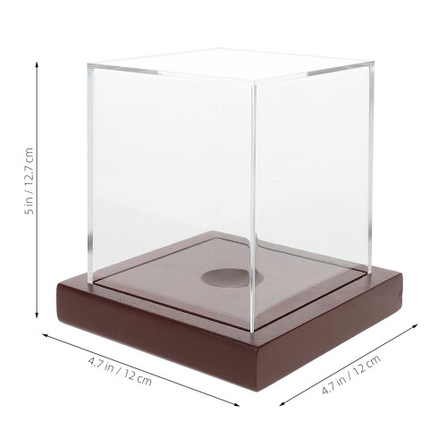 Clear Acrylic Baseball Display Case Con Base Madera Para 1