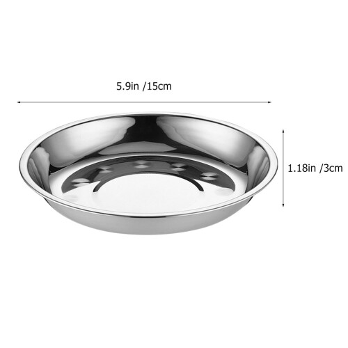 8Pcs Stainless Steel Round Dinner Plates And Serving Trays 1