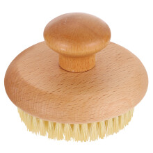 Round Yellow Body Brush with Sisal Bristles for Bathing & Massage