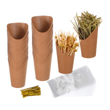 1Set Dunkelbraune Pappteller Mit Für Fingerfood Und Snacks
