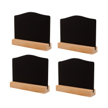 4Pcs Brown Bamboo Double Sided Mini Chalkboard Signs for Party Cafe