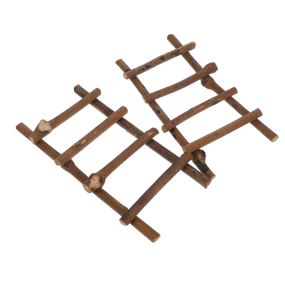 8 Sztuk Miniatury Drewnianej Drabinki Z Rotanu Do Ogrodu, Domku Lalek-image