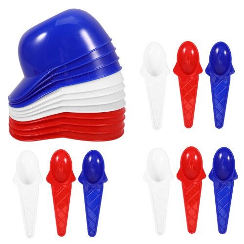 12Stk Baseballmütze Form Schüsseln Eisbecher Dessertschale Mit Löffeln 2