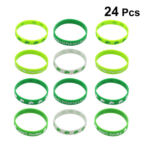 24Pcs Assorted Color St. Patrick's Day Bracelets Durable Wristbands 1