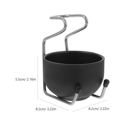 1Ensemble Bol De Rasage Acier Inoxydable Support Métal Noir 1