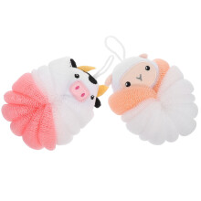 2Pcs Lightweight Household Bath Loofah Sponge Animal Shape Scrubber