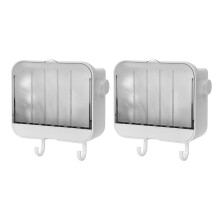 2Stk Wandmontierte Seifenschale Mit Haken Ohne Bohren