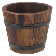 Barrel Planter Small Wood Garden Flower Pot For Patio