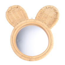 1St Europäischer Stil Rattan Schminkspiegel Hasenförmig (Beige)