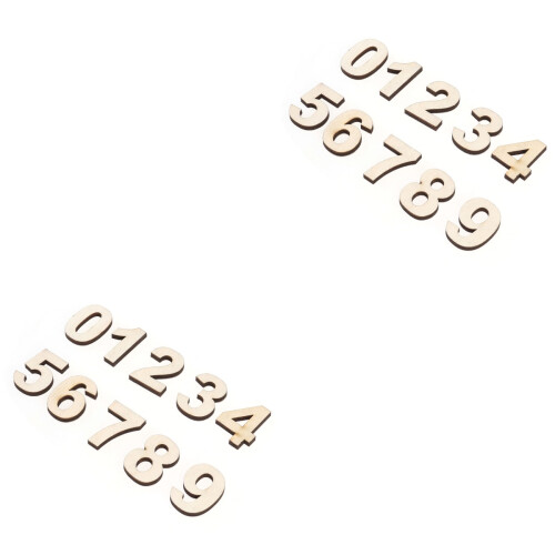 2Stk Set Mit 10 Holz Bastelzahlen 0-9 Selbstklebend Buchsbaum 2