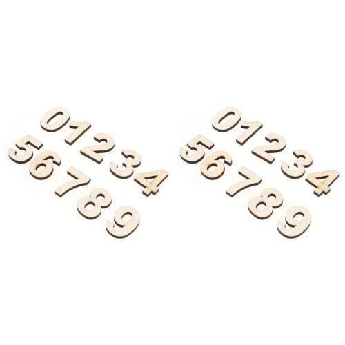 2Stk Set Mit 10 Holz Bastelzahlen 0-9 Selbstklebend Buchsbaum 1